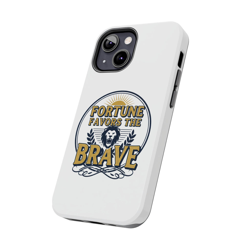Fortune Favors the Brave Phone Case (Protective Tough Case with Lion Emblem)