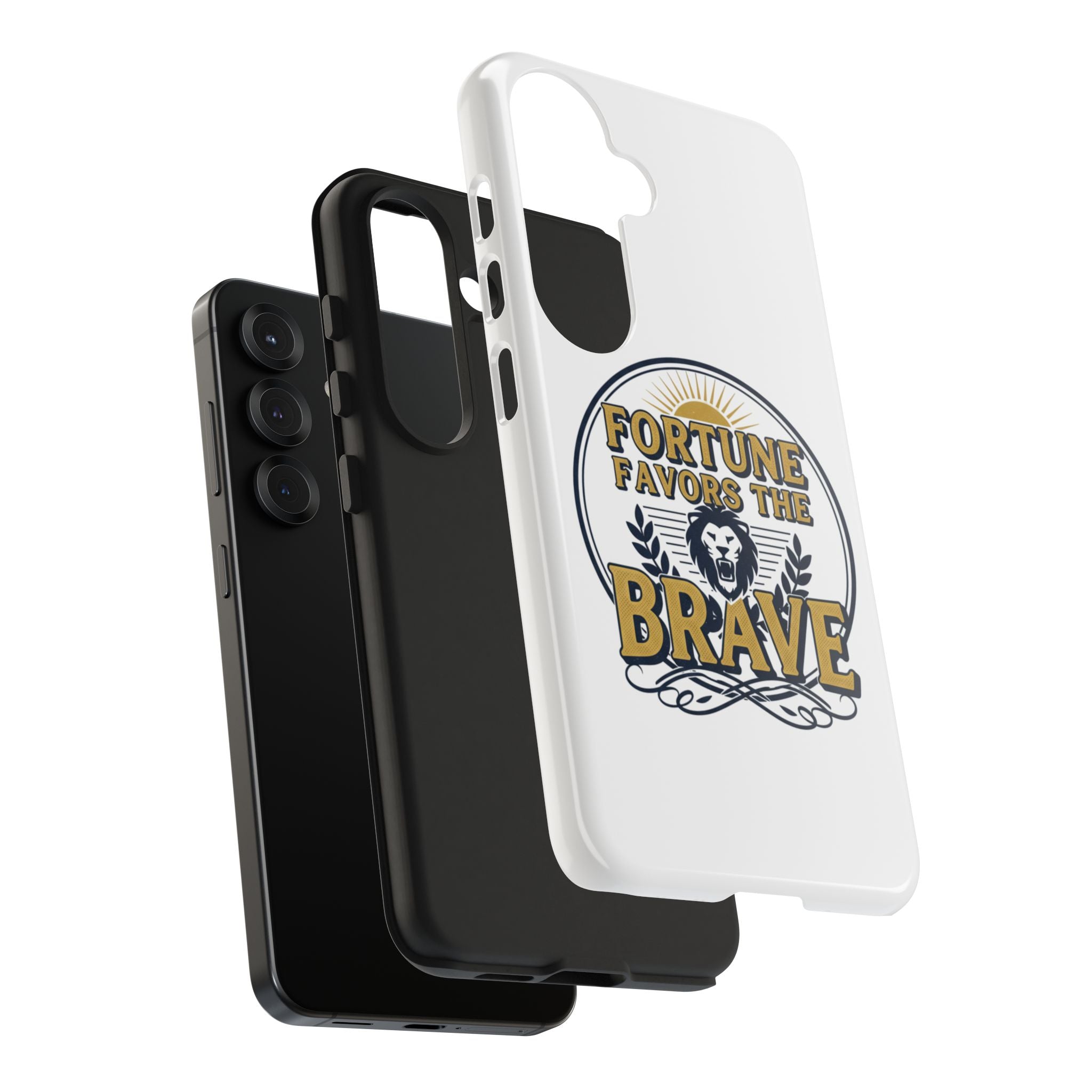 Fortune Favors the Brave Phone Case (Protective Tough Case with Lion Emblem)