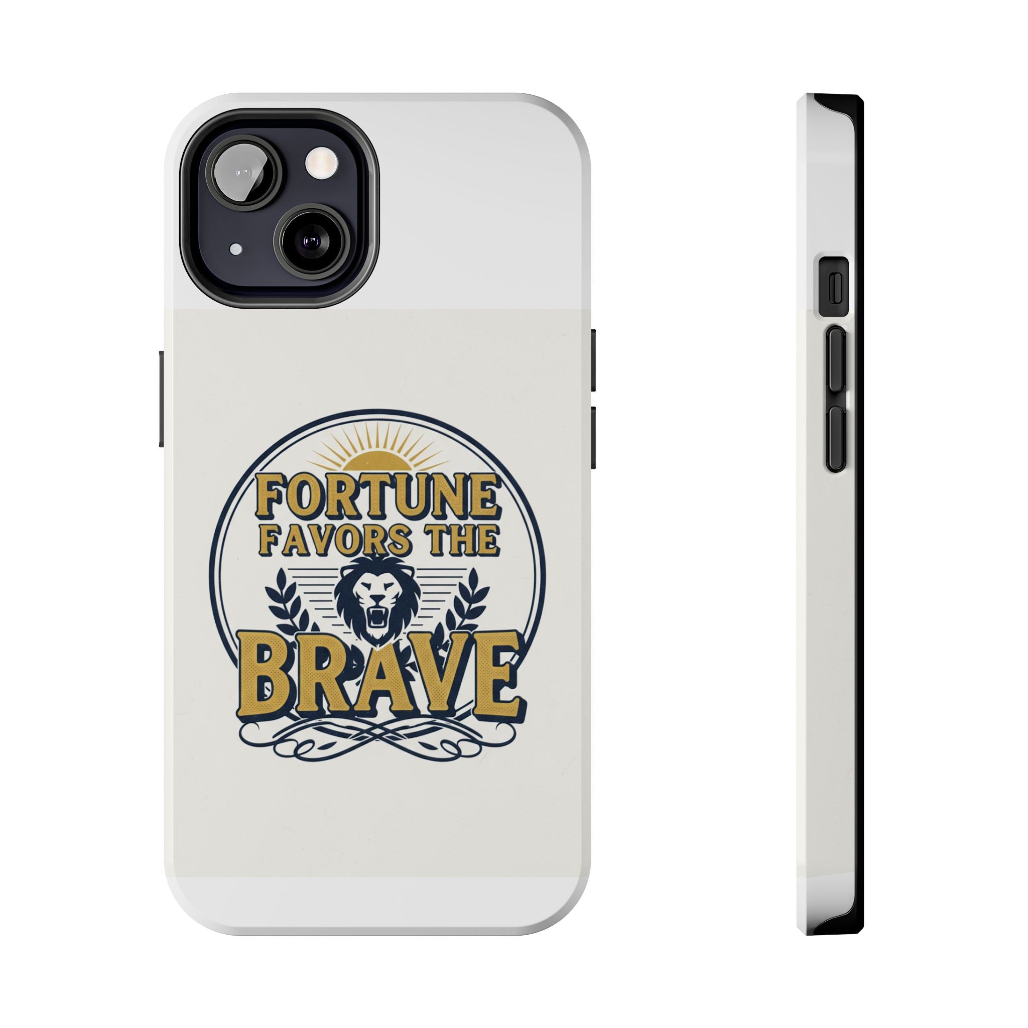 Fortune Favors the Brave Phone Case — Protective Tough Case with Lion Emblem