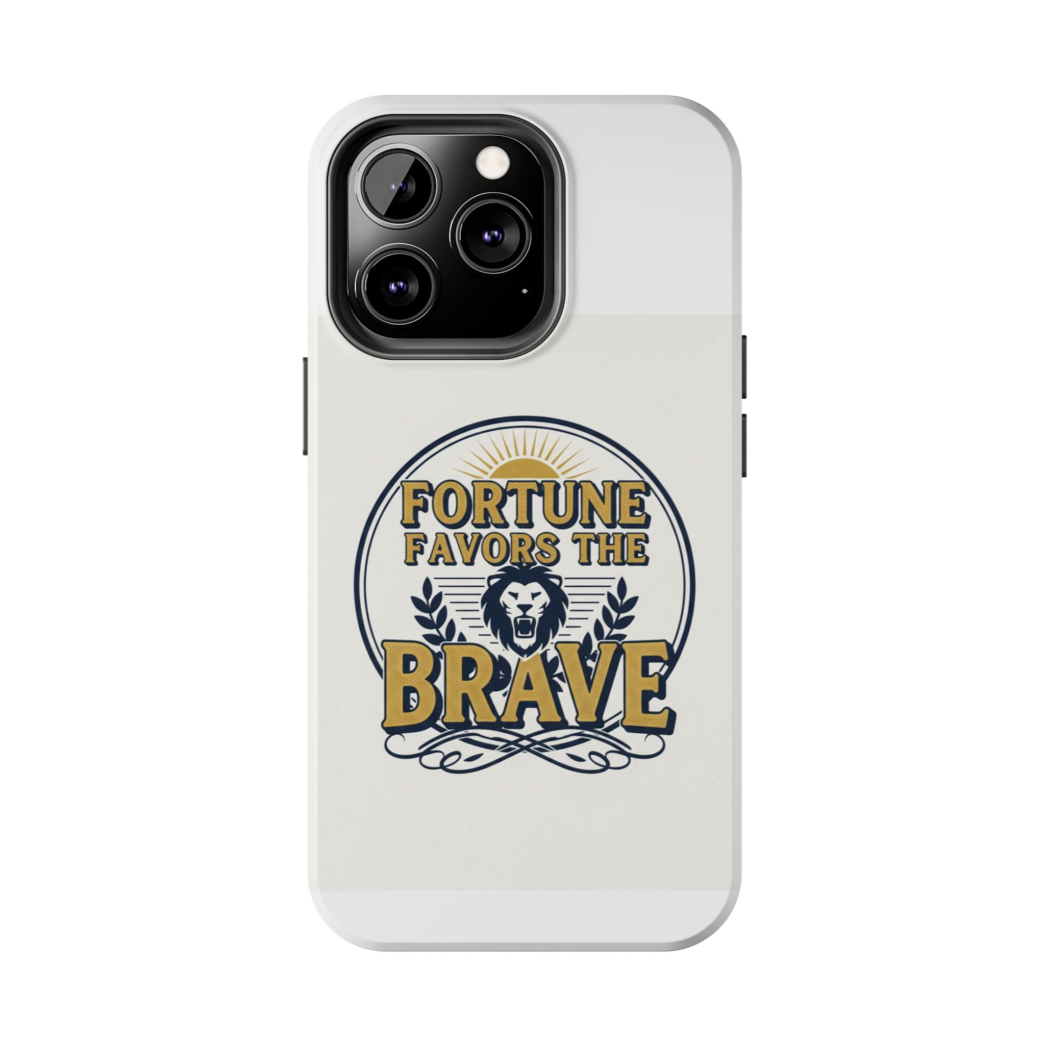Fortune Favors the Brave Phone Case — Protective Tough Case with Lion Emblem