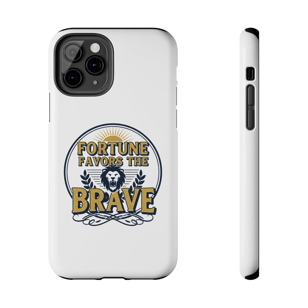 Fortune Favors the Brave Phone Case (Protective Tough Case with Lion Emblem)