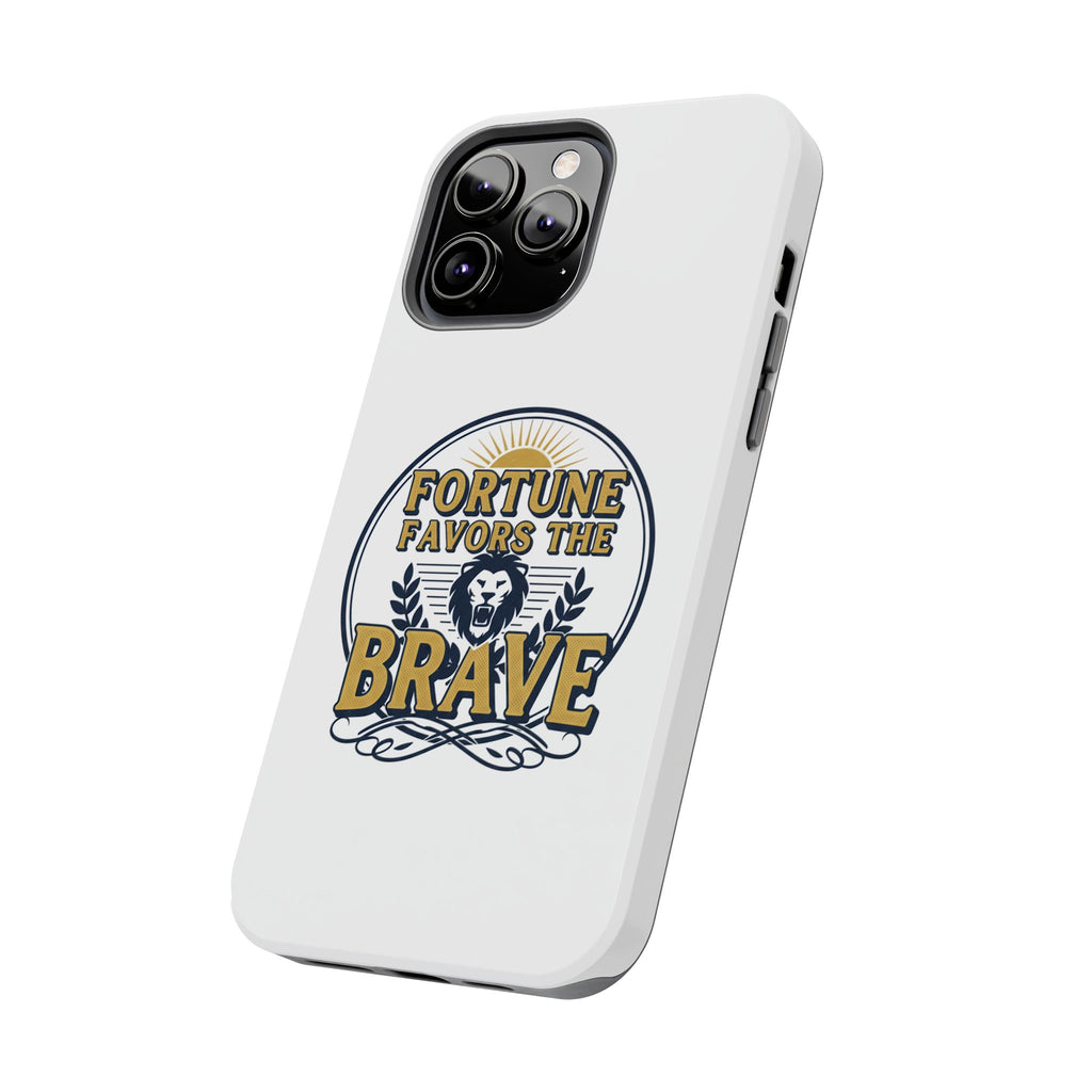 Fortune Favors the Brave Phone Case (Protective Tough Case with Lion Emblem)
