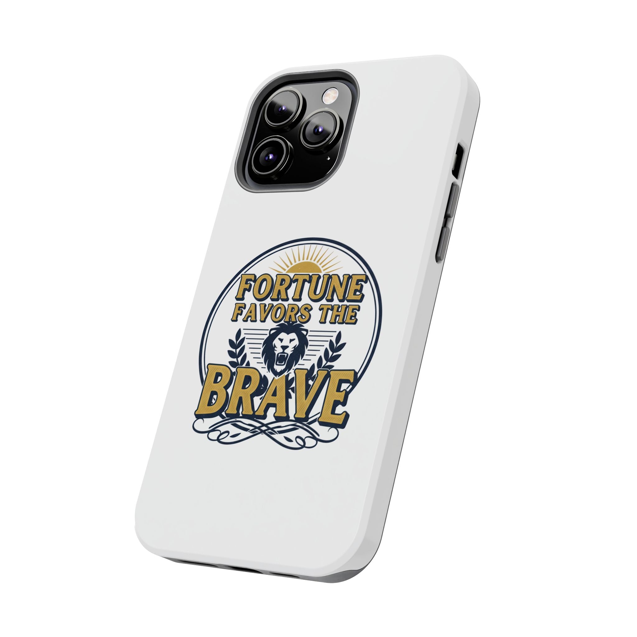 Fortune Favors the Brave Phone Case (Protective Tough Case with Lion Emblem)