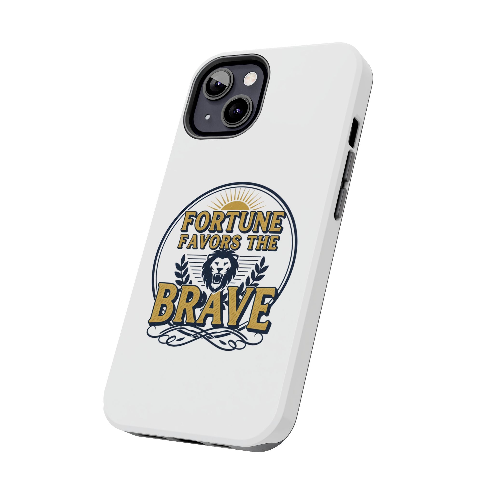 Fortune Favors the Brave Phone Case (Protective Tough Case with Lion Emblem)