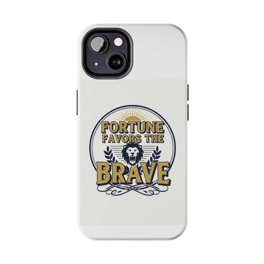 Fortune Favors the Brave Phone Case — Protective Tough Case with Lion Emblem