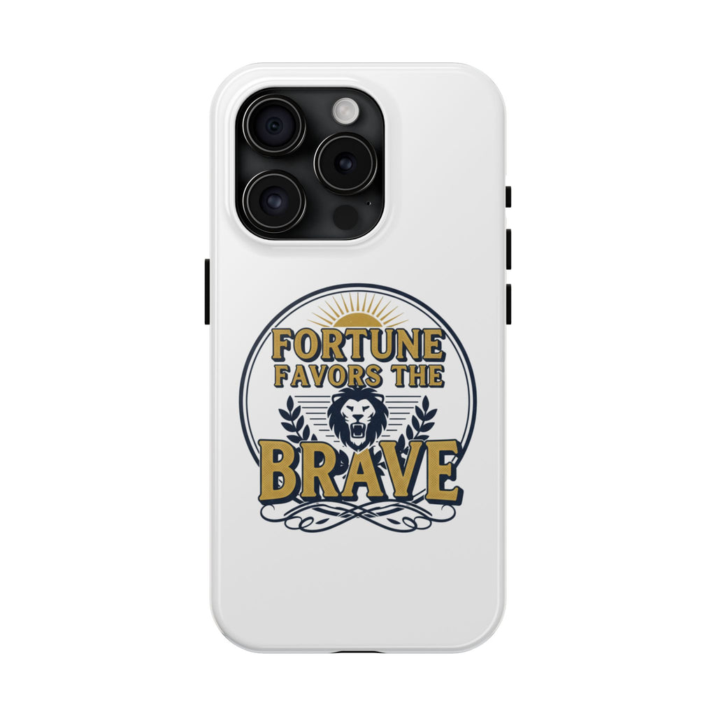 Fortune Favors the Brave Phone Case (Protective Tough Case with Lion Emblem)
