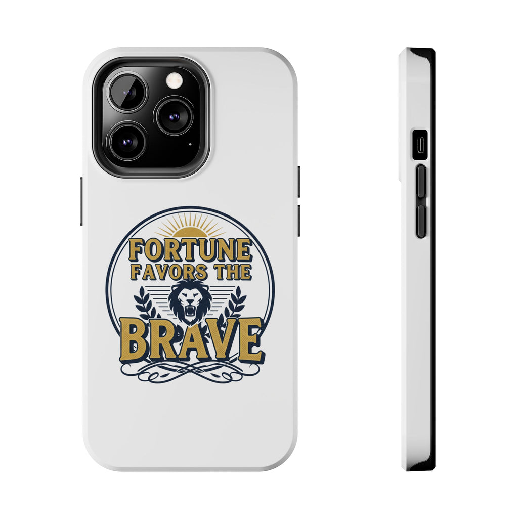 Fortune Favors the Brave Phone Case (Protective Tough Case with Lion Emblem)