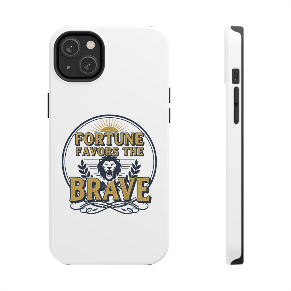 Fortune Favors the Brave Phone Case (Protective Tough Case with Lion Emblem)