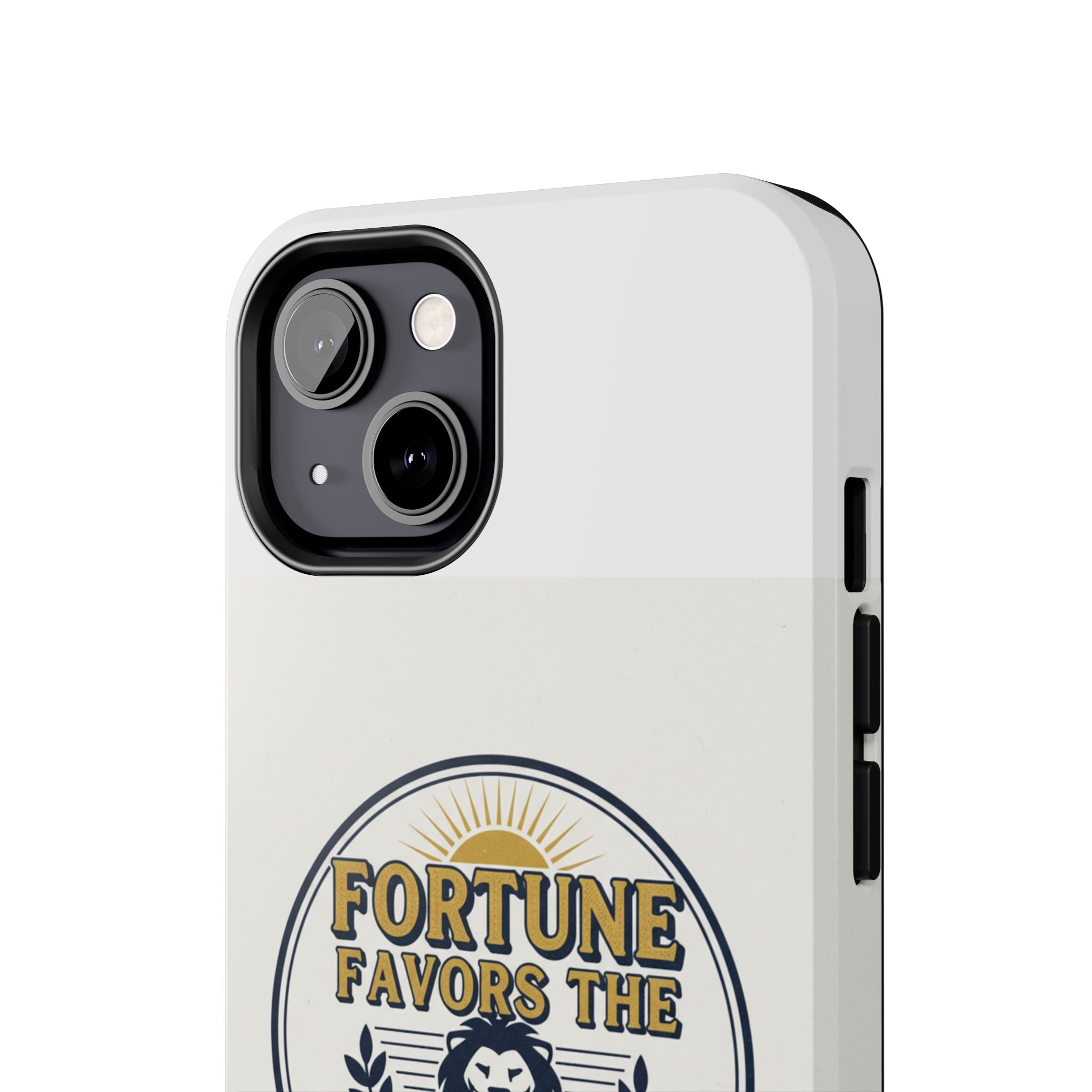 Fortune Favors the Brave Phone Case — Protective Tough Case with Lion Emblem