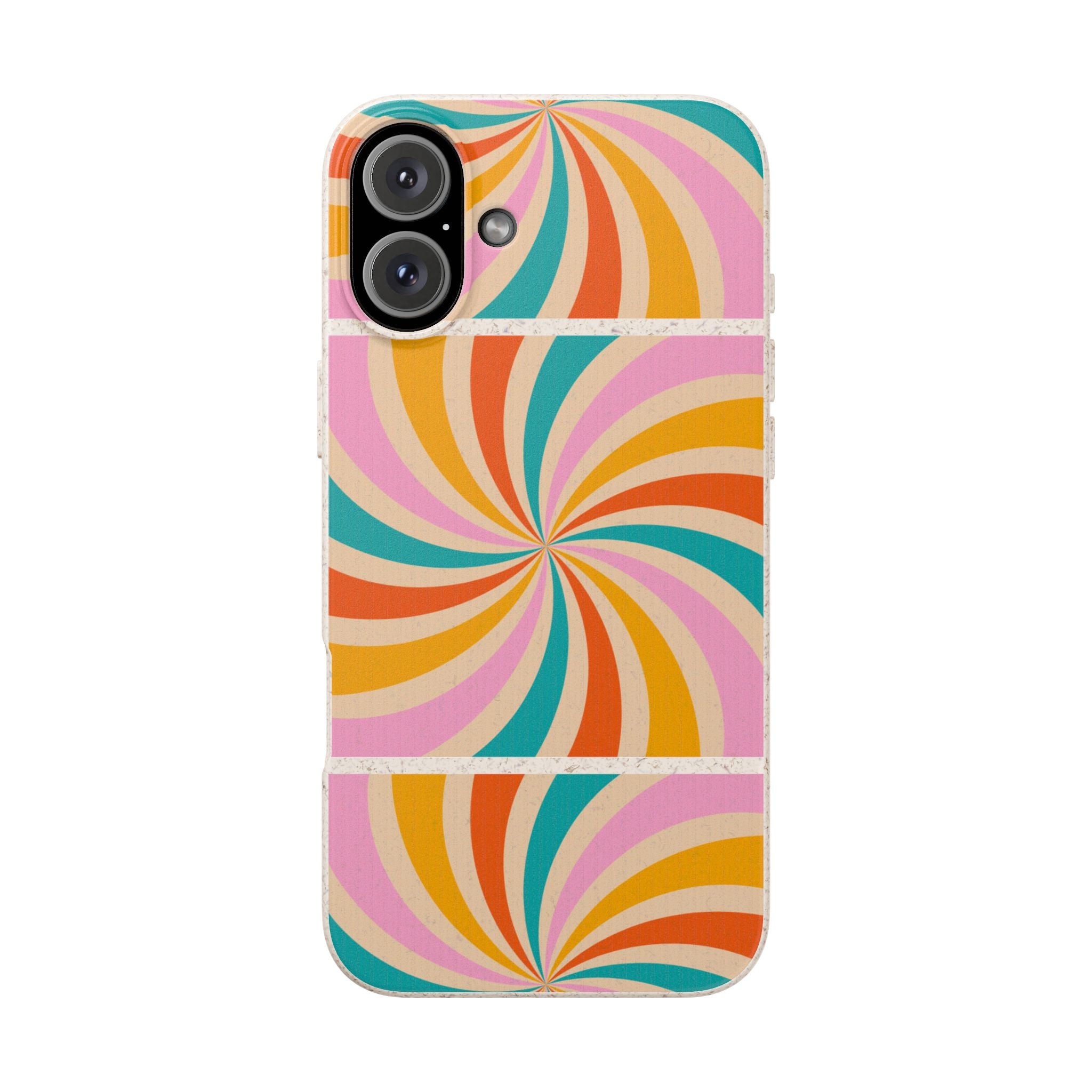 Retro Swirl Biodegradable Phone Case — Colorful 70s Spiral Eco-Friendly iPhone Cover