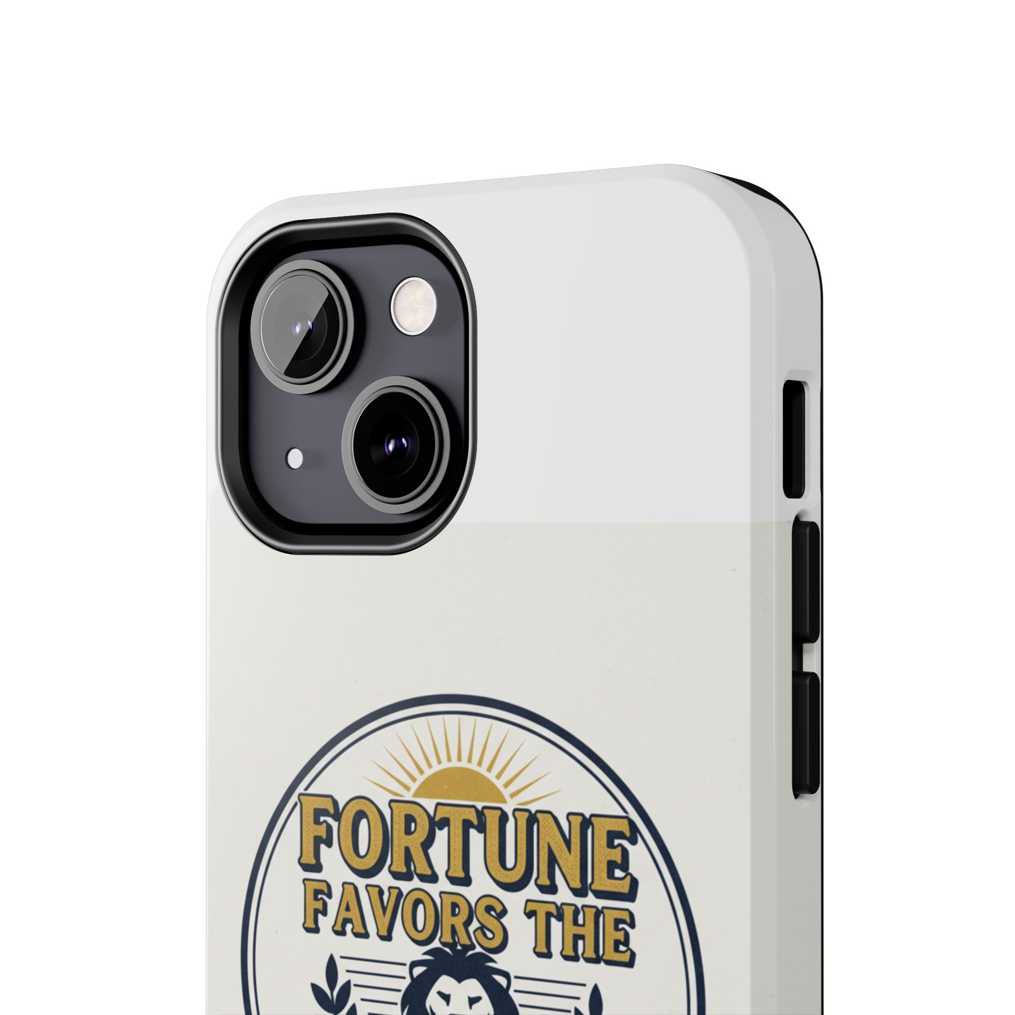 Fortune Favors the Brave Phone Case — Protective Tough Case with Lion Emblem