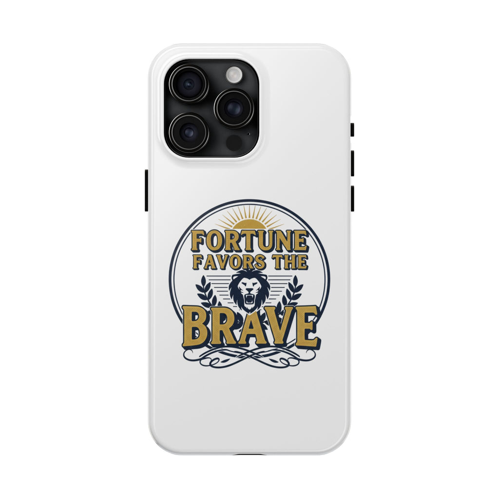 Fortune Favors the Brave Phone Case (Protective Tough Case with Lion Emblem)