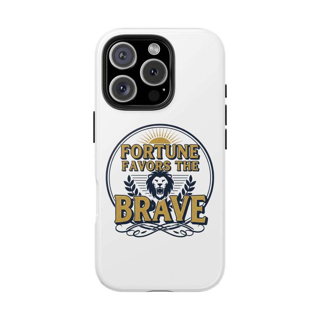 Fortune Favors the Brave Phone Case (Protective Tough Case with Lion Emblem)
