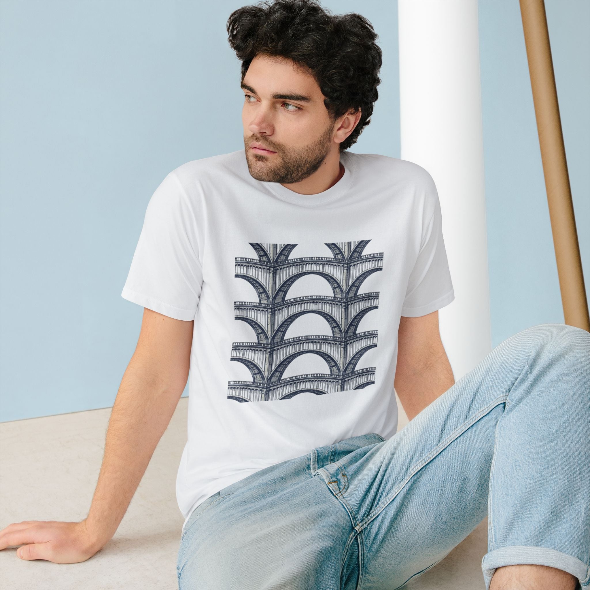 Architectural Arch Pattern T-Shirt — Minimalist Geometric Design