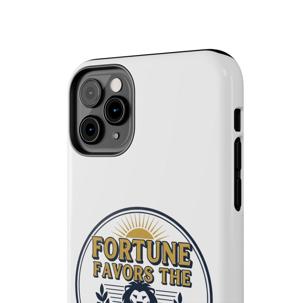 Fortune Favors the Brave Phone Case (Protective Tough Case with Lion Emblem)
