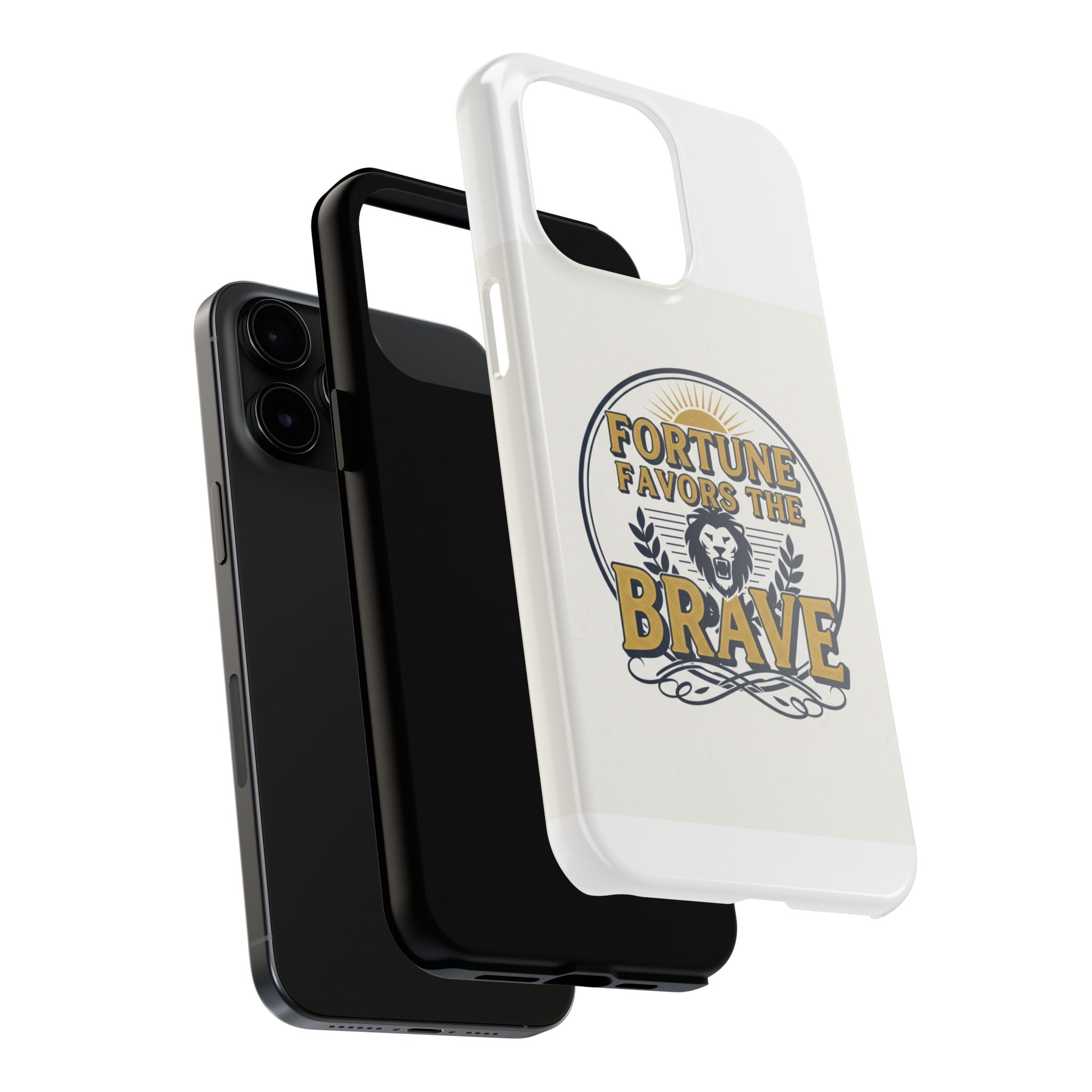 Fortune Favors the Brave Phone Case — Protective Tough Case with Lion Emblem