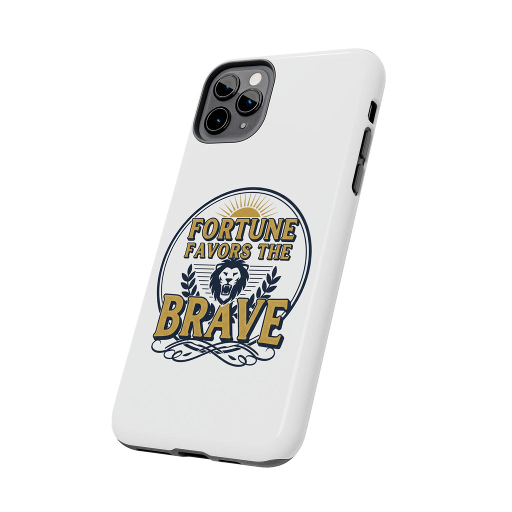 Fortune Favors the Brave Phone Case (Protective Tough Case with Lion Emblem)