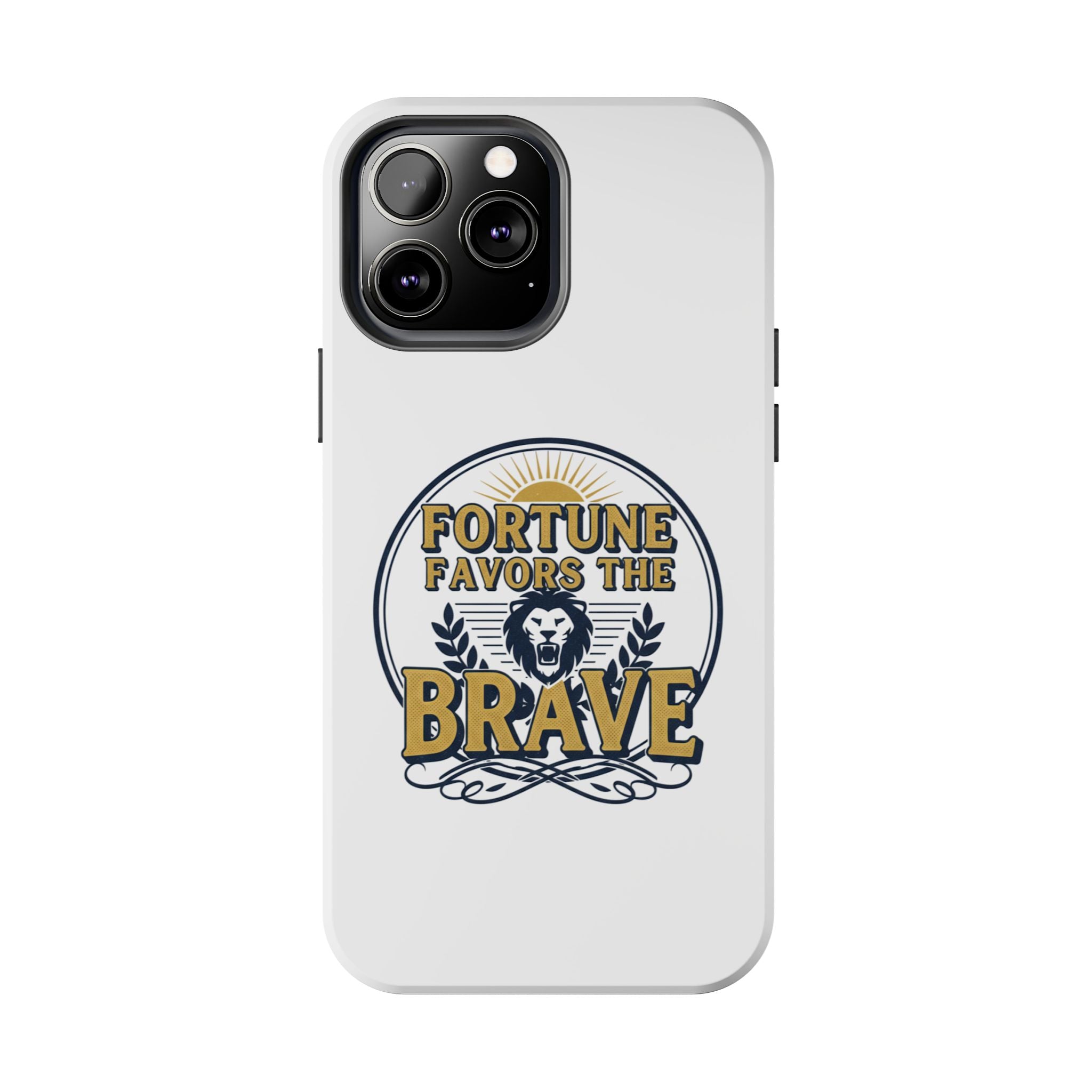 Fortune Favors the Brave Phone Case (Protective Tough Case with Lion Emblem)