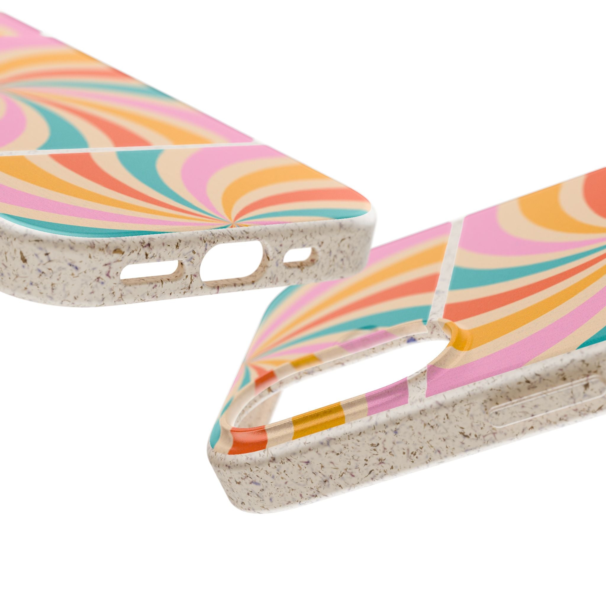 Retro Swirl Biodegradable Phone Case — Colorful 70s Spiral Eco-Friendly iPhone Cover