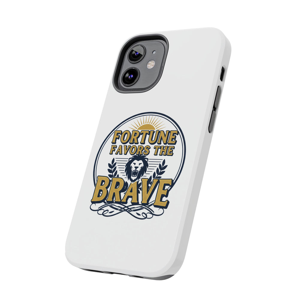 Fortune Favors the Brave Phone Case (Protective Tough Case with Lion Emblem)