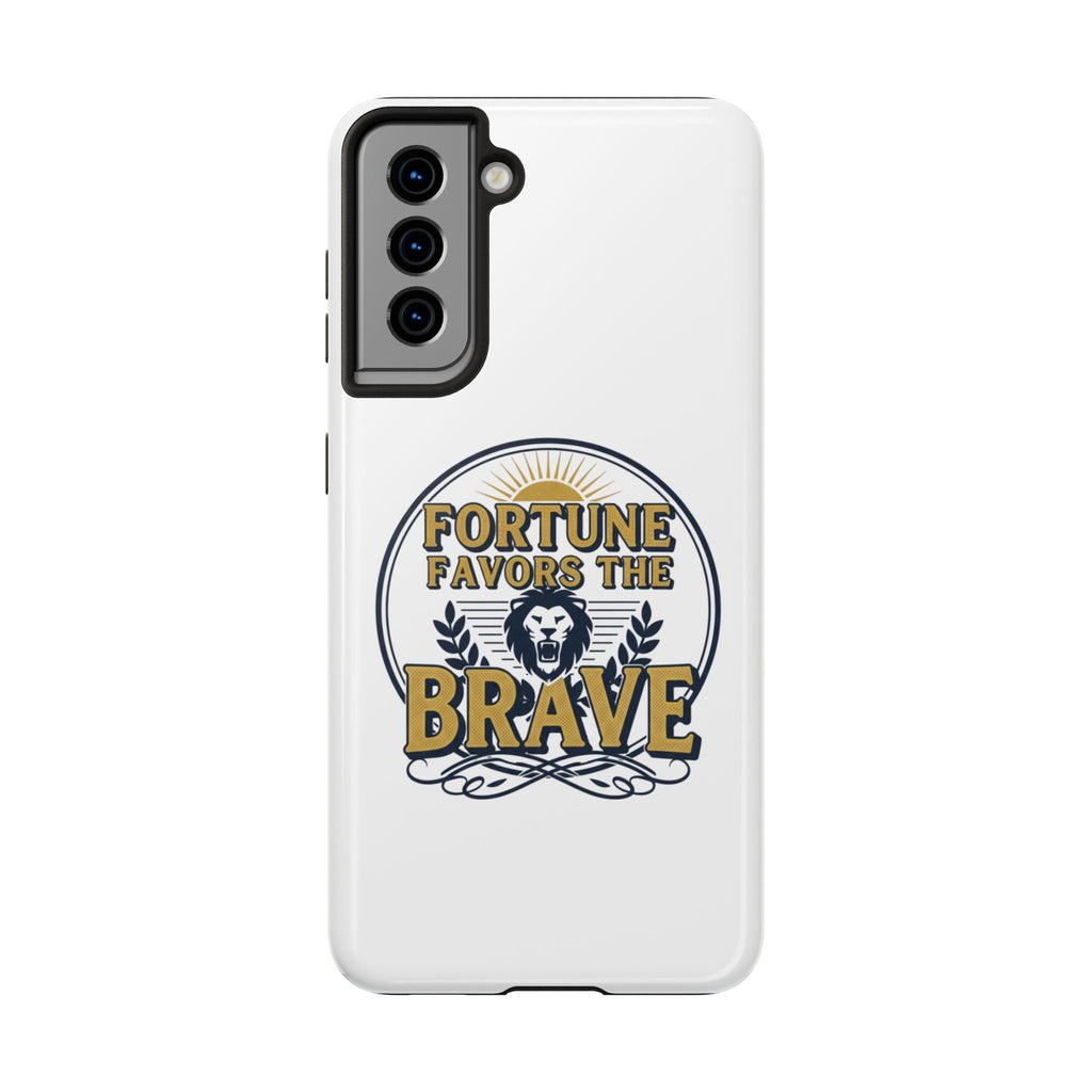 Fortune Favors the Brave Phone Case (Protective Tough Case with Lion Emblem)