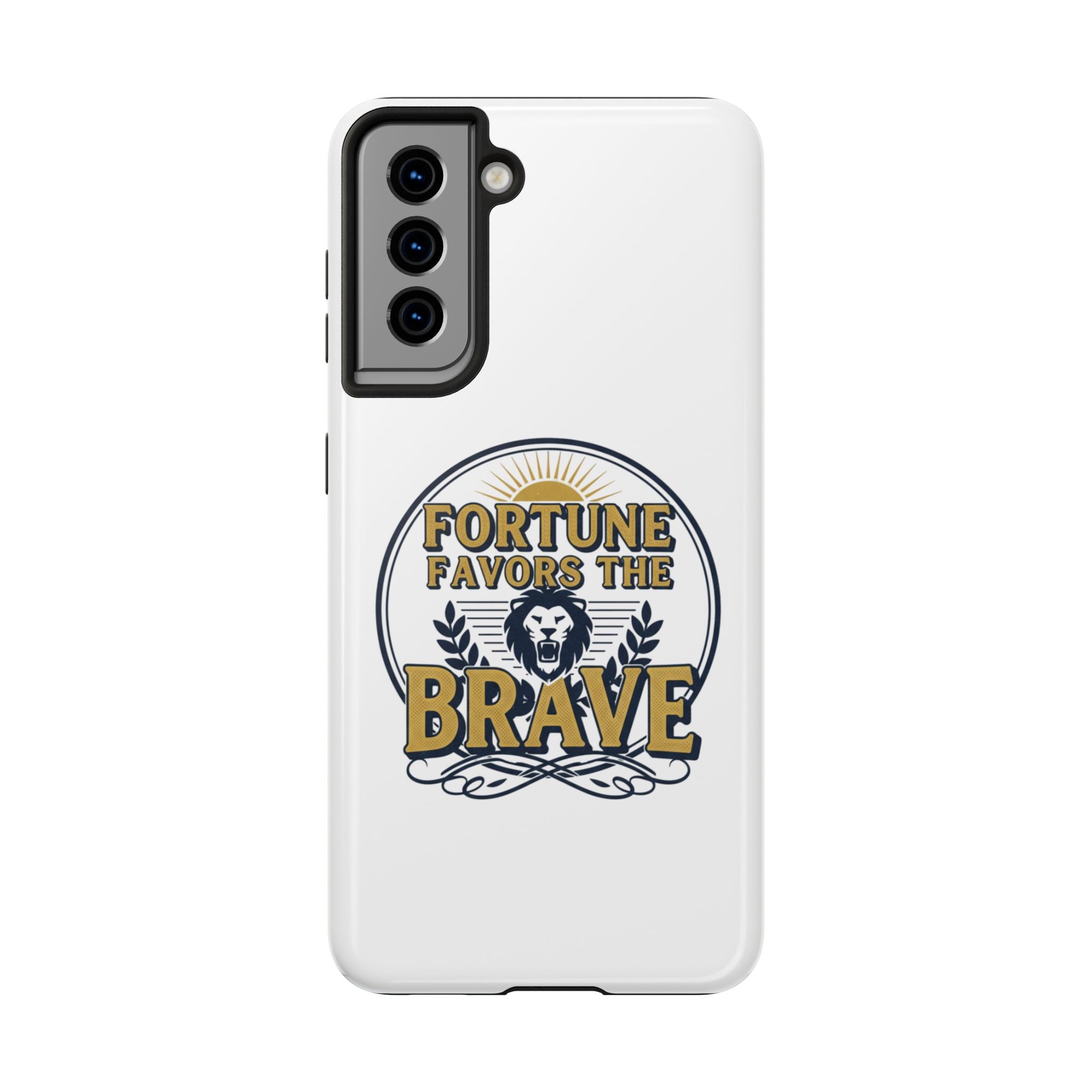 Fortune Favors the Brave Phone Case (Protective Tough Case with Lion Emblem)