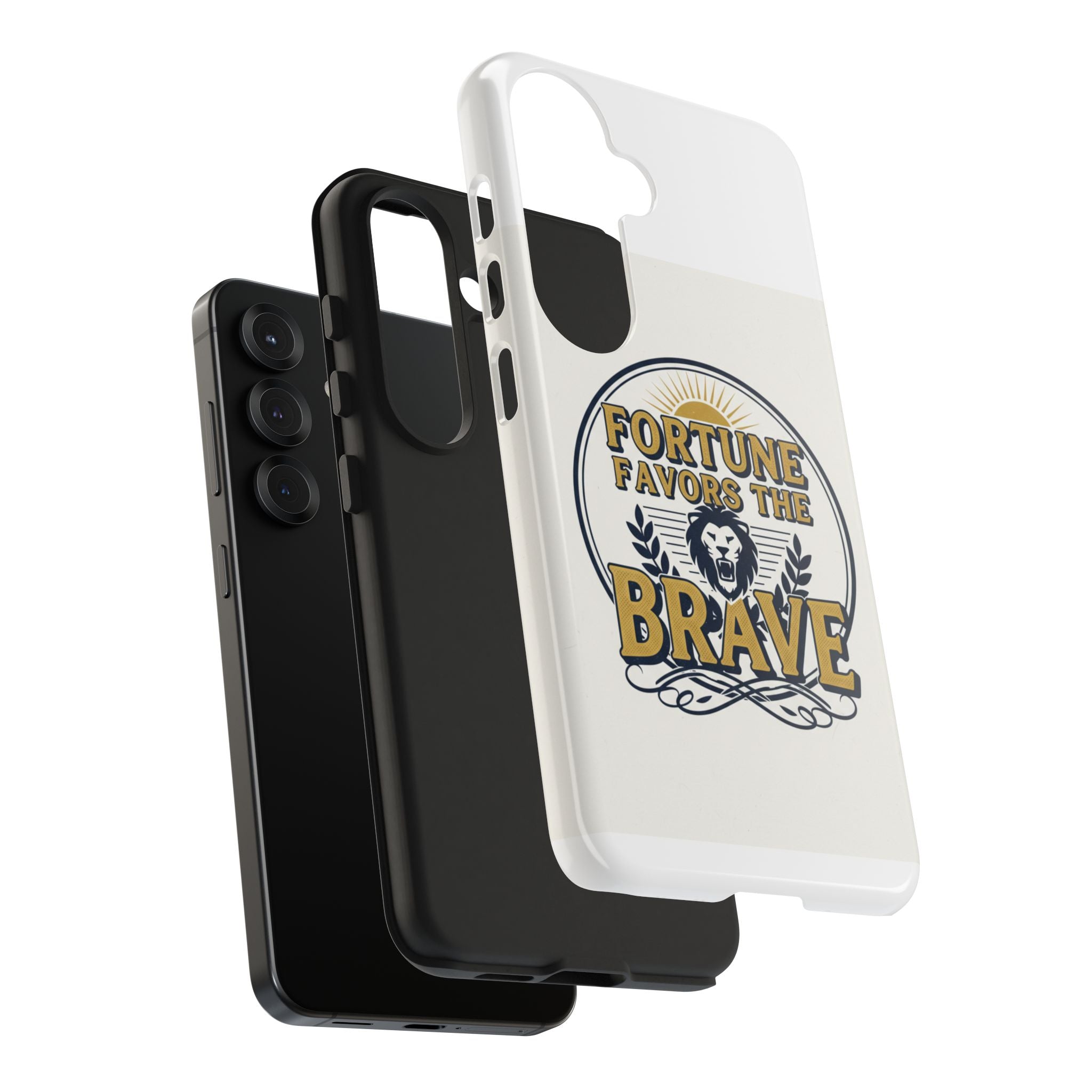 Fortune Favors the Brave Phone Case — Protective Tough Case with Lion Emblem