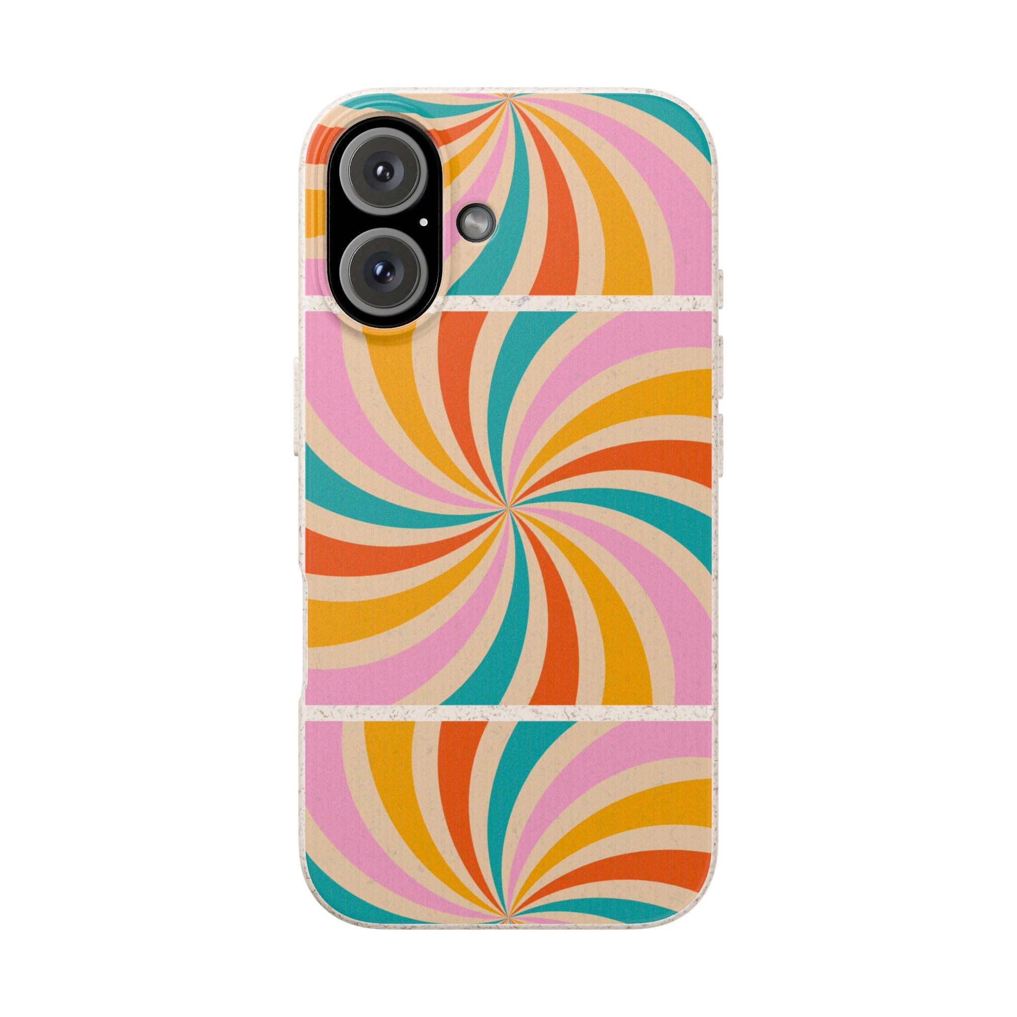 Retro Swirl Biodegradable Phone Case — Colorful 70s Spiral Eco-Friendly iPhone Cover