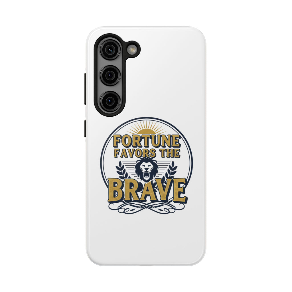 Fortune Favors the Brave Phone Case (Protective Tough Case with Lion Emblem)