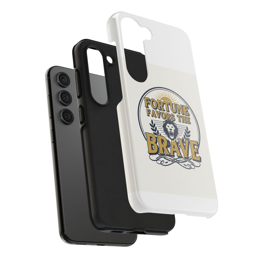 Fortune Favors the Brave Phone Case — Protective Tough Case with Lion Emblem