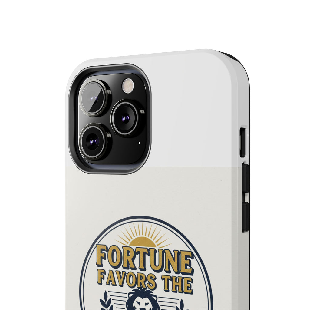 Fortune Favors the Brave Phone Case — Protective Tough Case with Lion Emblem