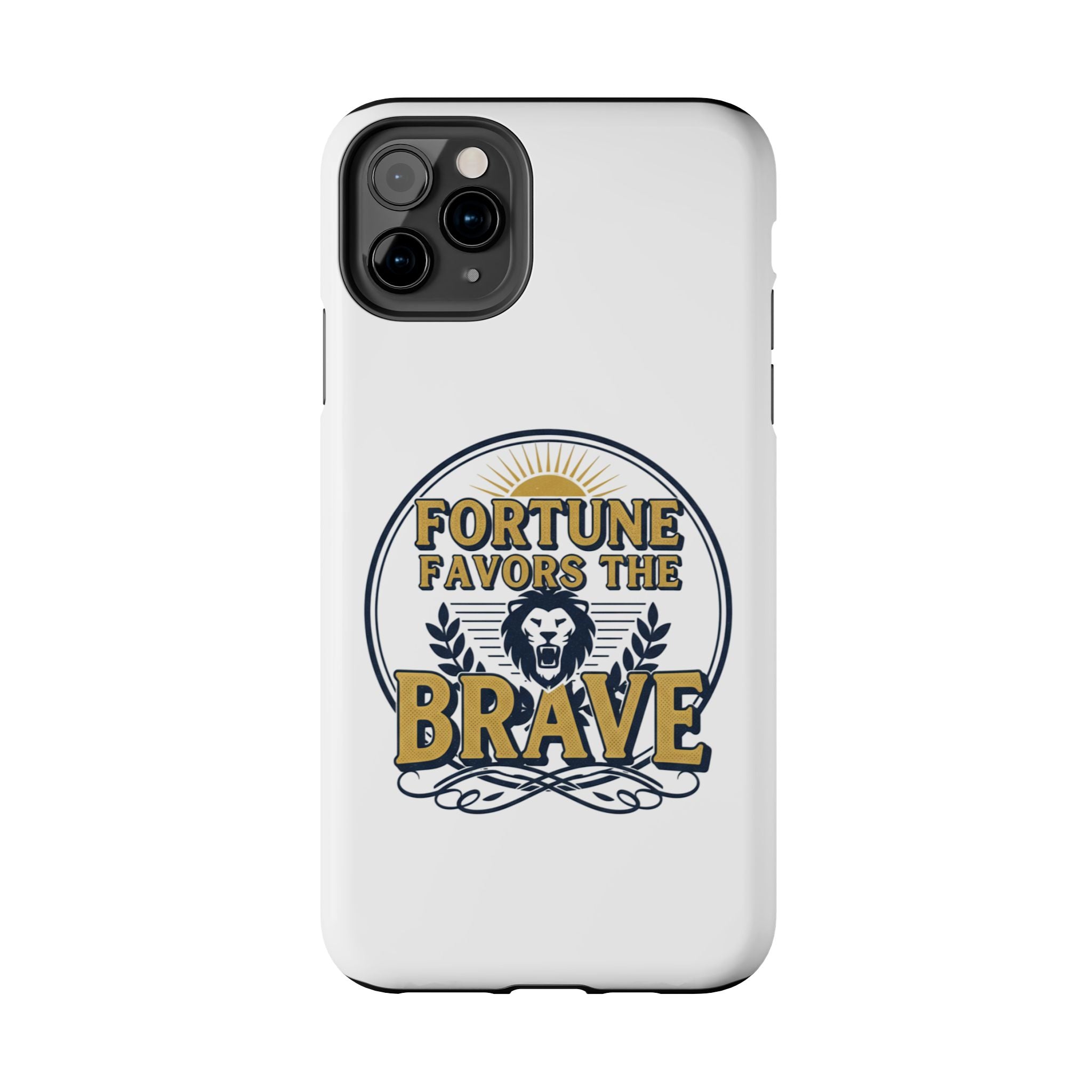 Fortune Favors the Brave Phone Case (Protective Tough Case with Lion Emblem)