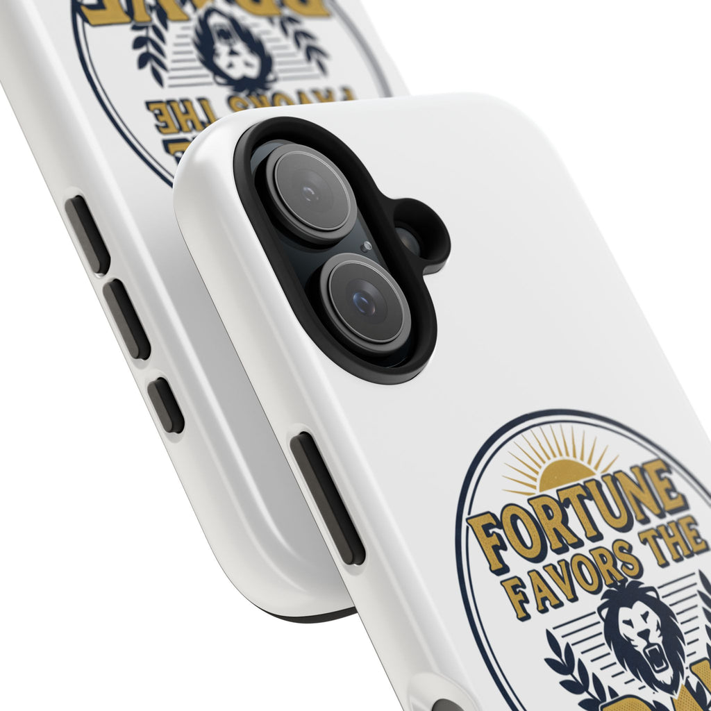 Fortune Favors the Brave Phone Case (Protective Tough Case with Lion Emblem)