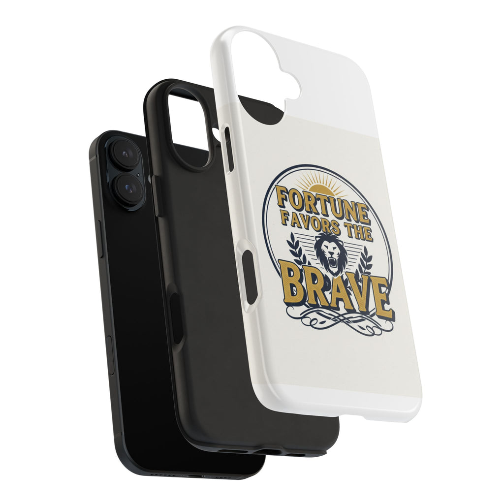 Fortune Favors the Brave Phone Case — Protective Tough Case with Lion Emblem
