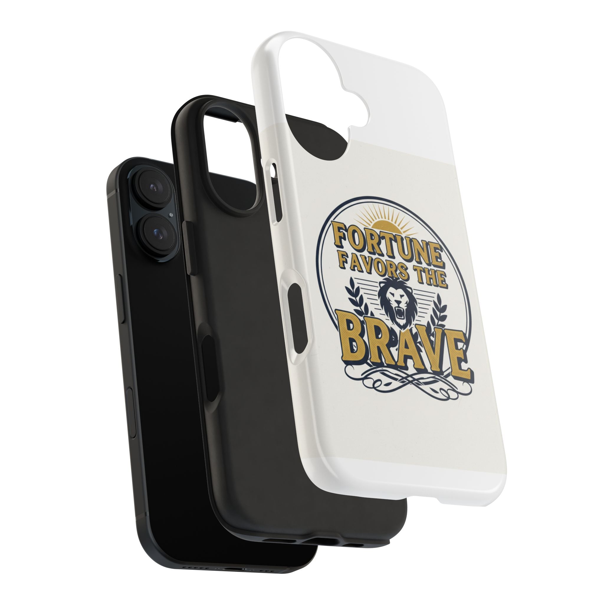 Fortune Favors the Brave Phone Case — Protective Tough Case with Lion Emblem