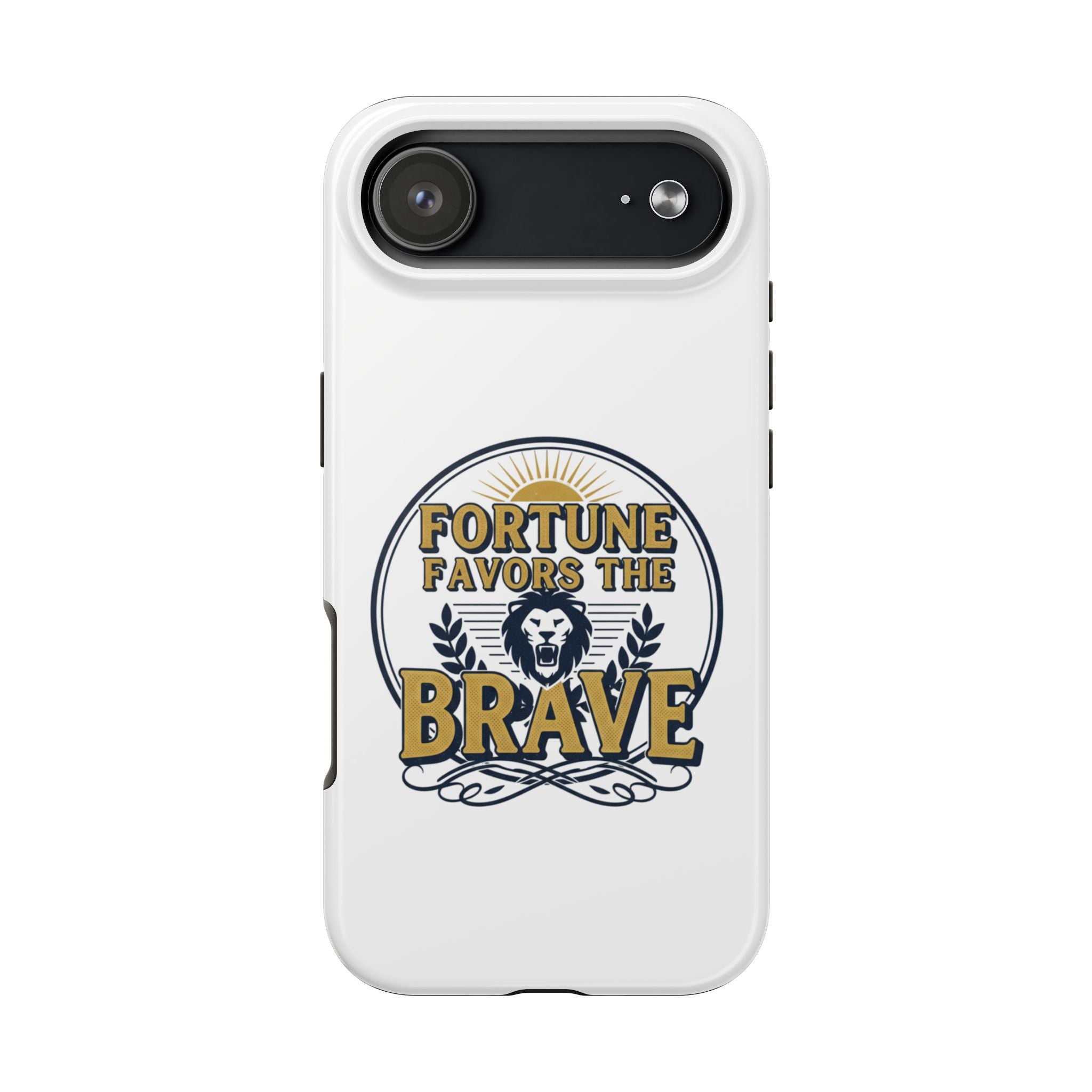Fortune Favors the Brave Phone Case (Protective Tough Case with Lion Emblem)