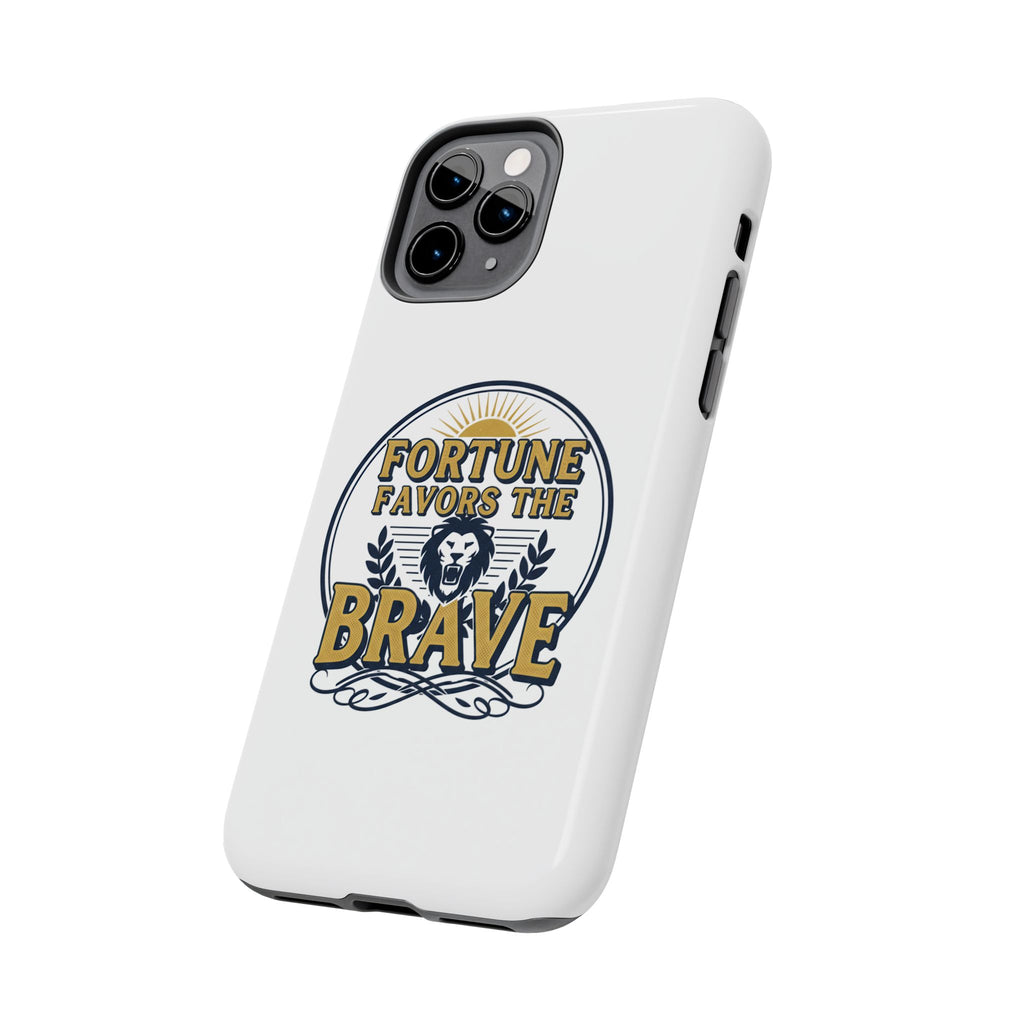 Fortune Favors the Brave Phone Case (Protective Tough Case with Lion Emblem)