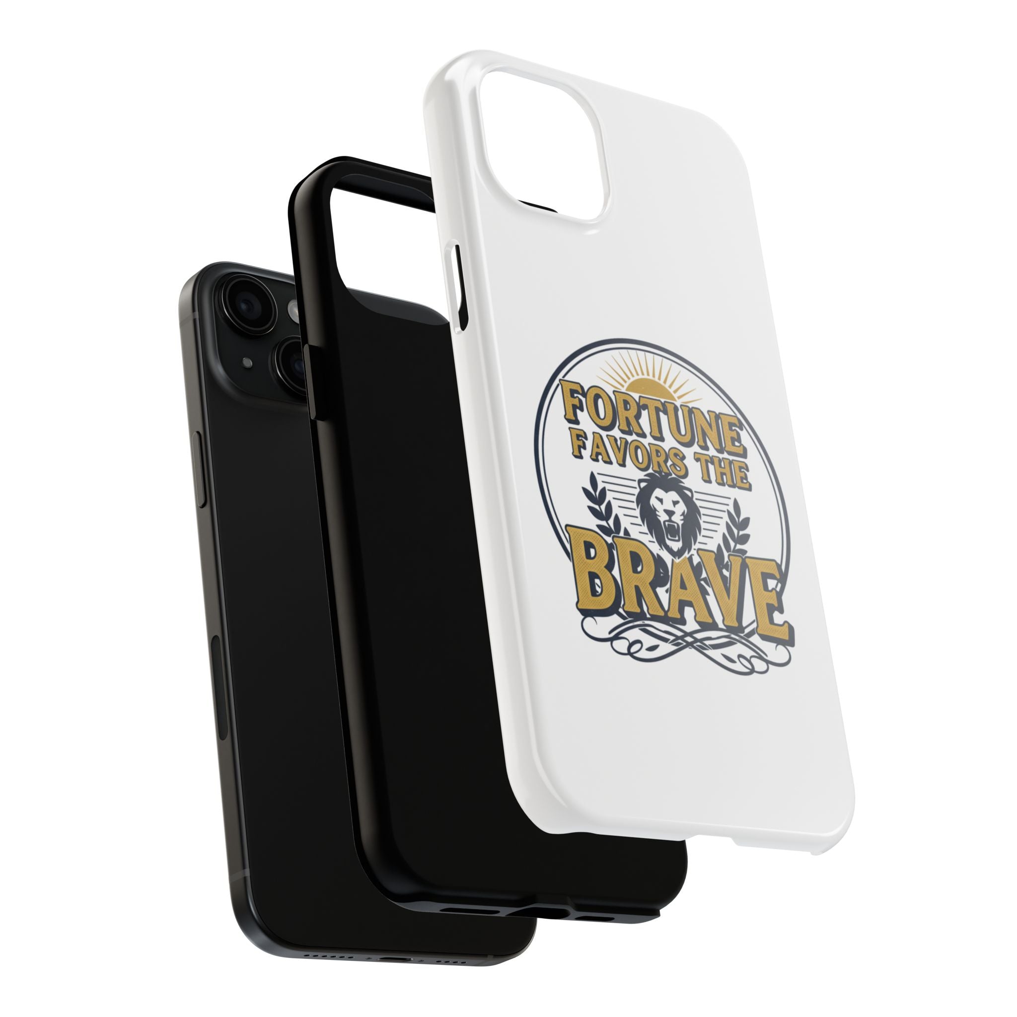 Fortune Favors the Brave Phone Case (Protective Tough Case with Lion Emblem)