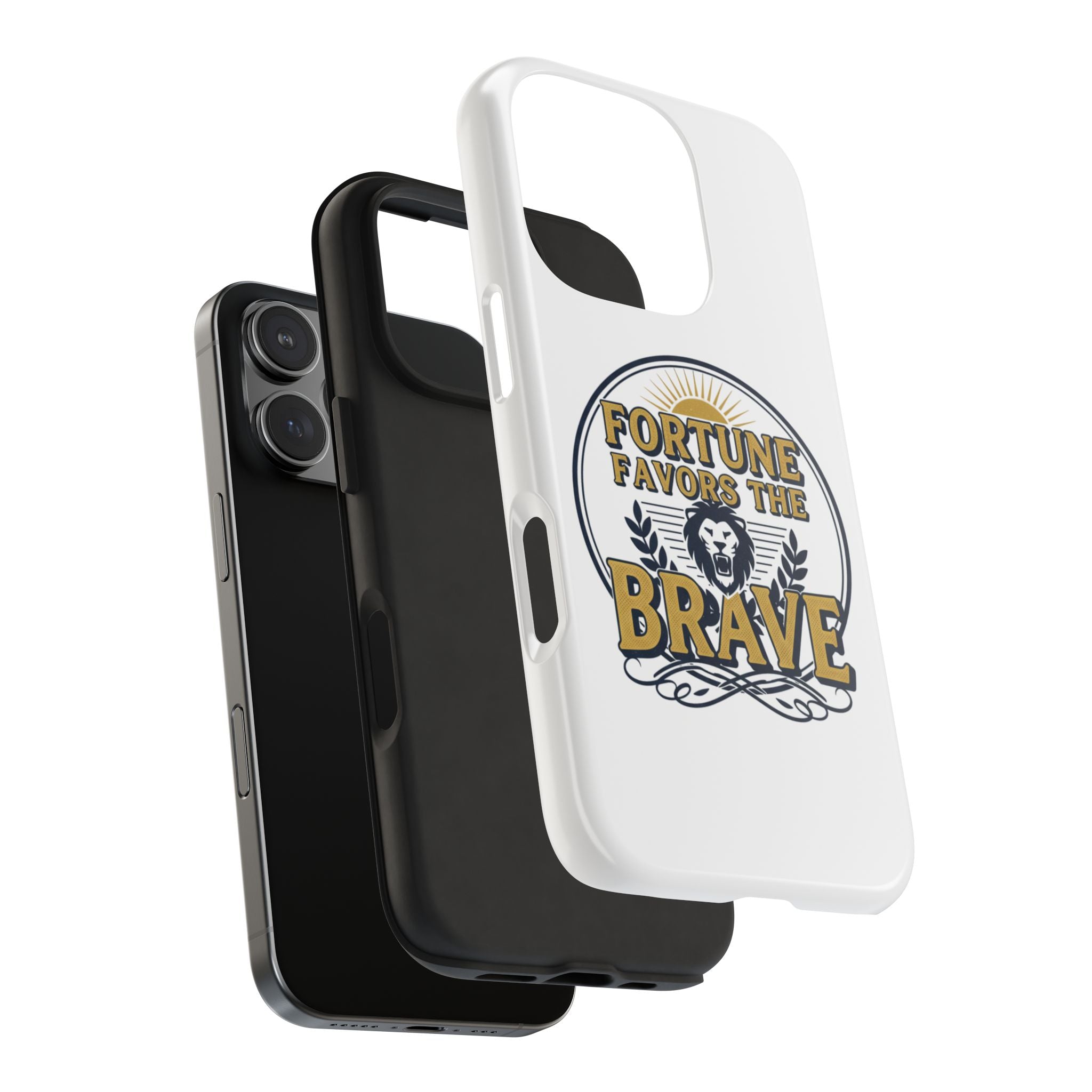 Fortune Favors the Brave Phone Case (Protective Tough Case with Lion Emblem)
