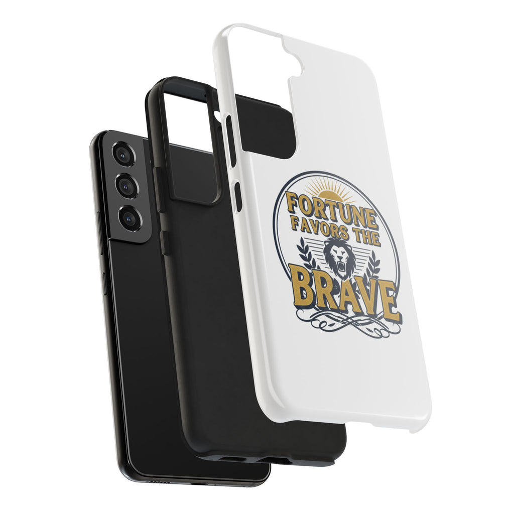 Fortune Favors the Brave Phone Case (Protective Tough Case with Lion Emblem)