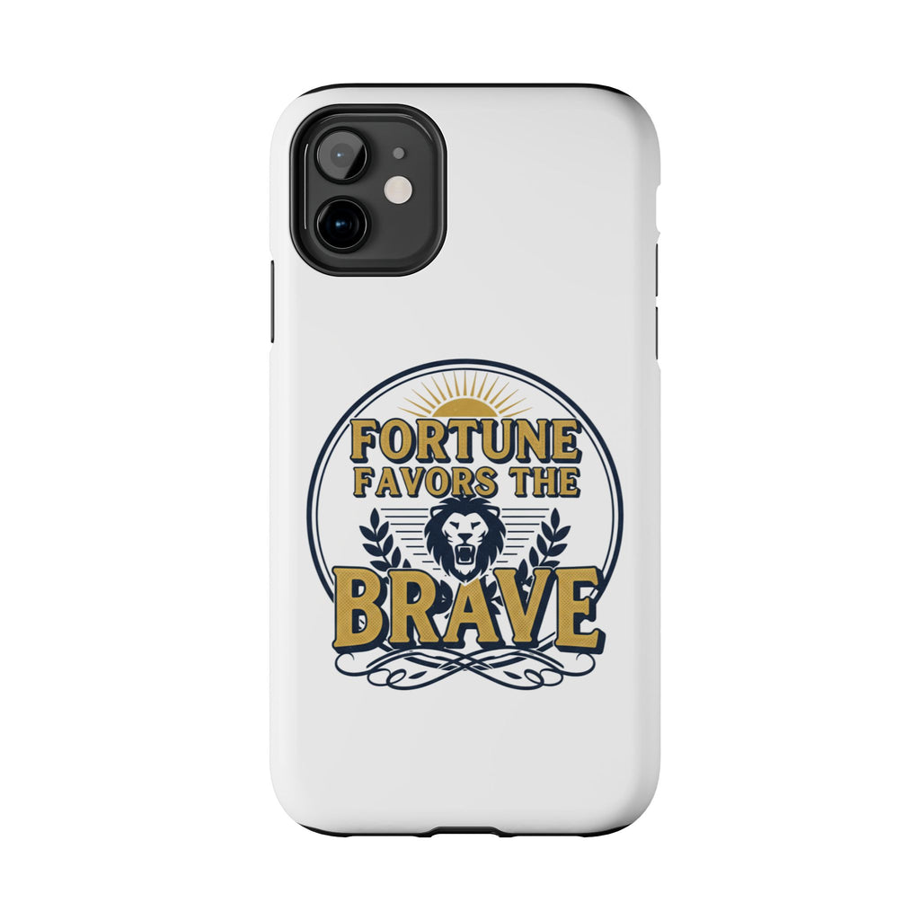 Fortune Favors the Brave Phone Case (Protective Tough Case with Lion Emblem)