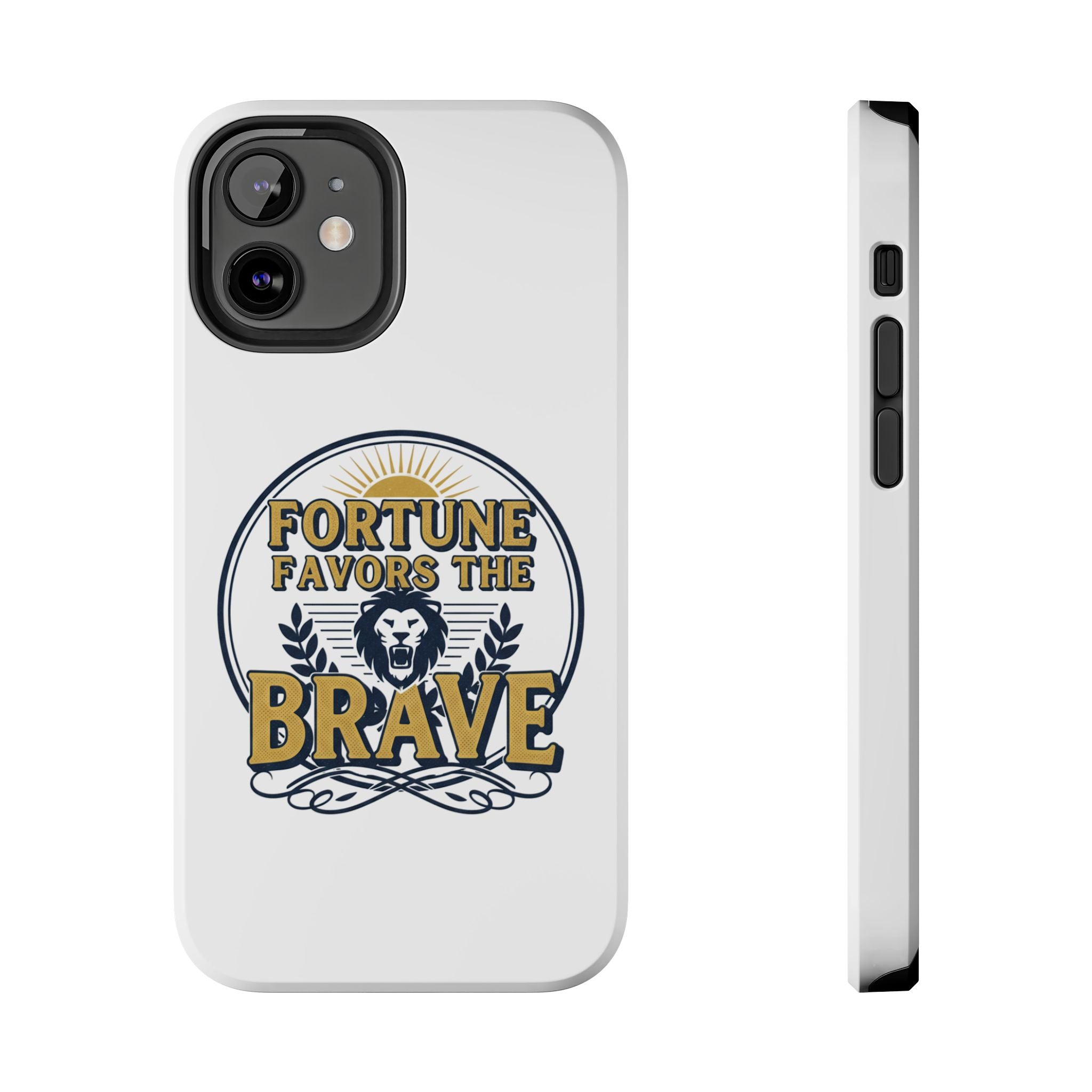 Fortune Favors the Brave Phone Case (Protective Tough Case with Lion Emblem)