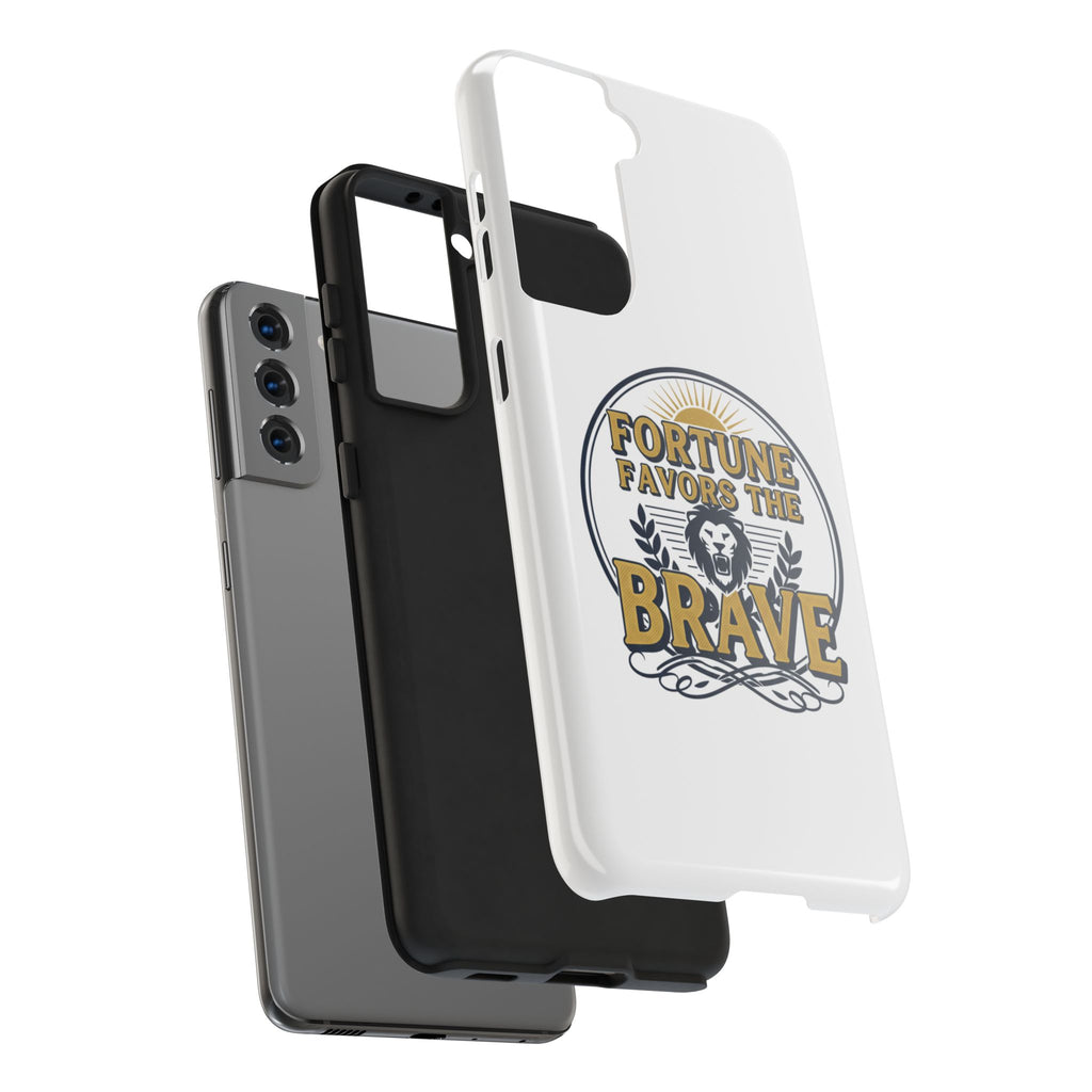 Fortune Favors the Brave Phone Case (Protective Tough Case with Lion Emblem)