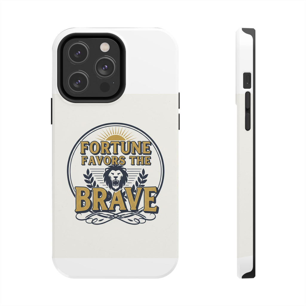 Fortune Favors the Brave Phone Case — Protective Tough Case with Lion Emblem