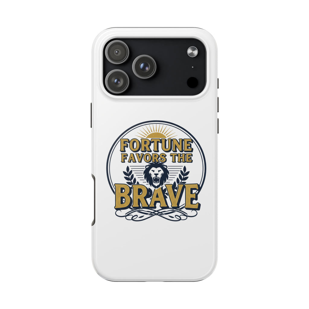 Fortune Favors the Brave Phone Case (Protective Tough Case with Lion Emblem)