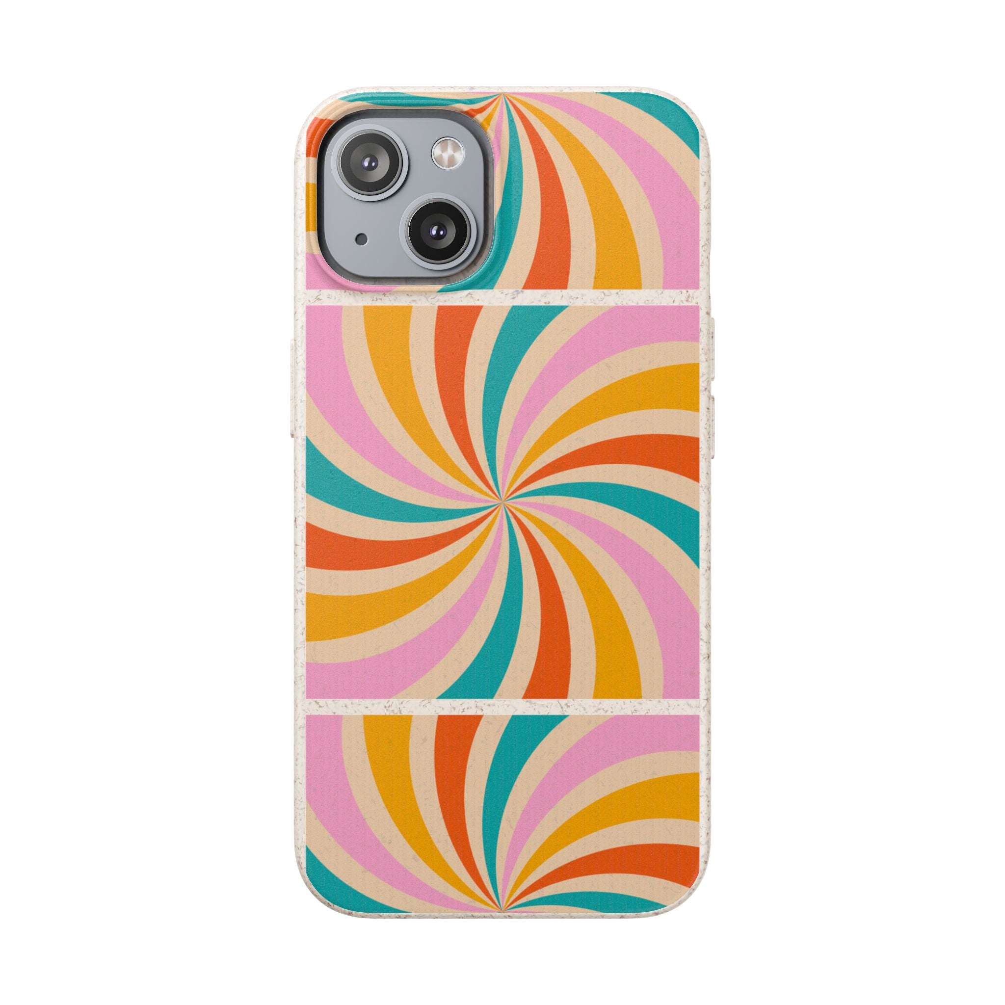 Retro Swirl Biodegradable Phone Case — Colorful 70s Spiral Eco-Friendly iPhone Cover