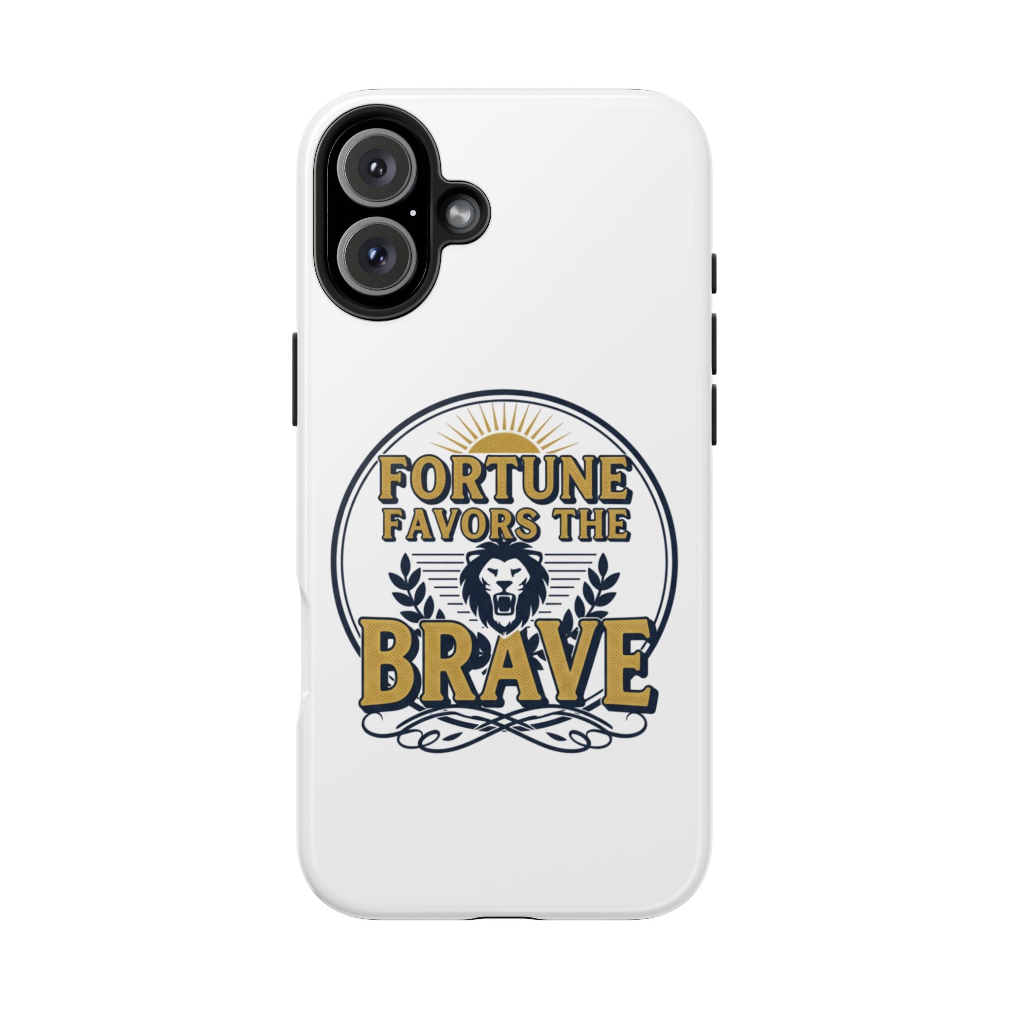 Fortune Favors the Brave Phone Case (Protective Tough Case with Lion Emblem)