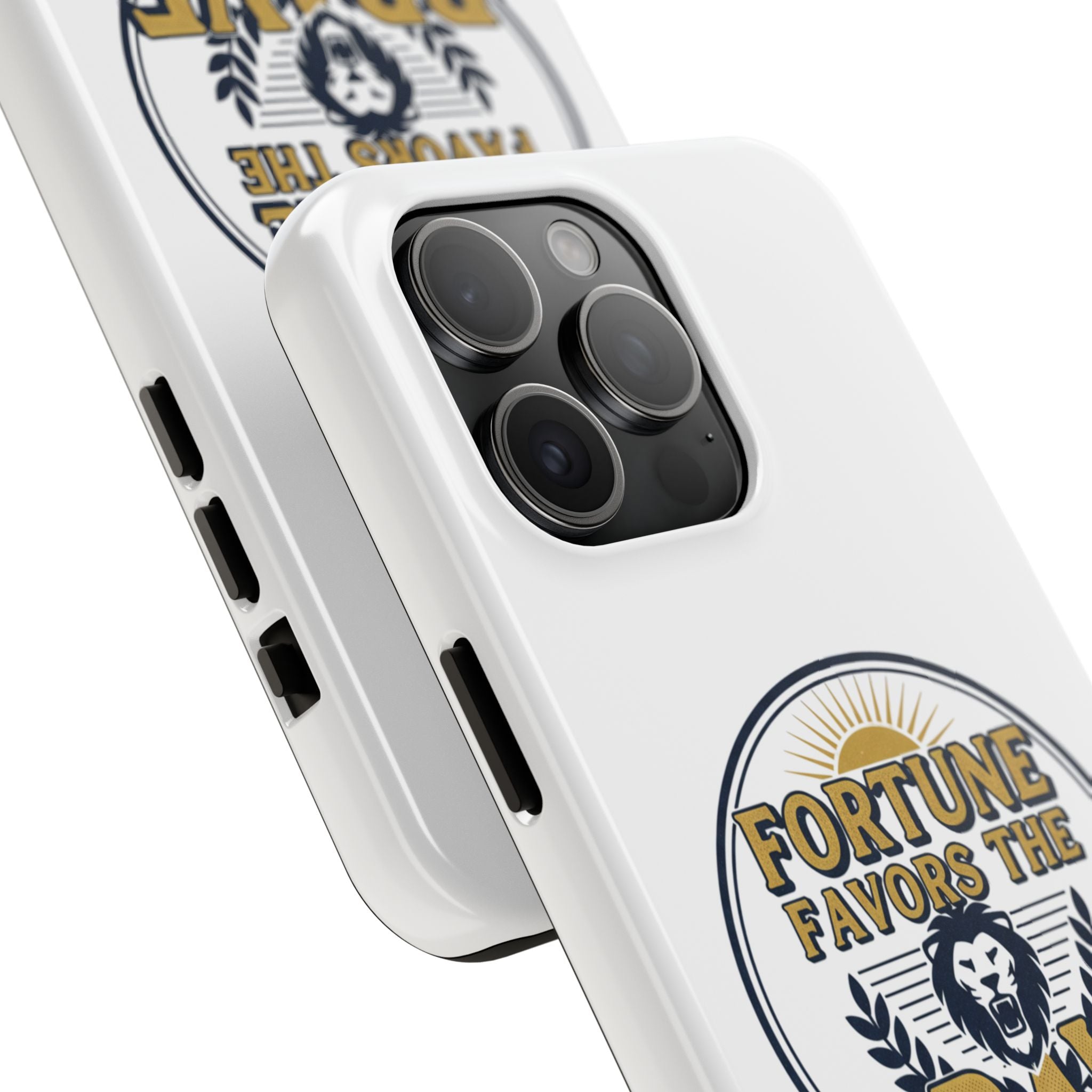 Fortune Favors the Brave Phone Case (Protective Tough Case with Lion Emblem)