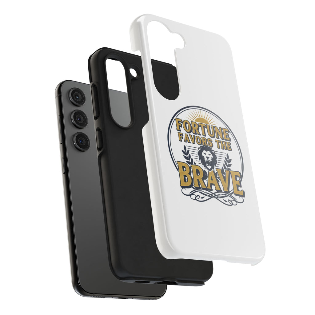 Fortune Favors the Brave Phone Case (Protective Tough Case with Lion Emblem)