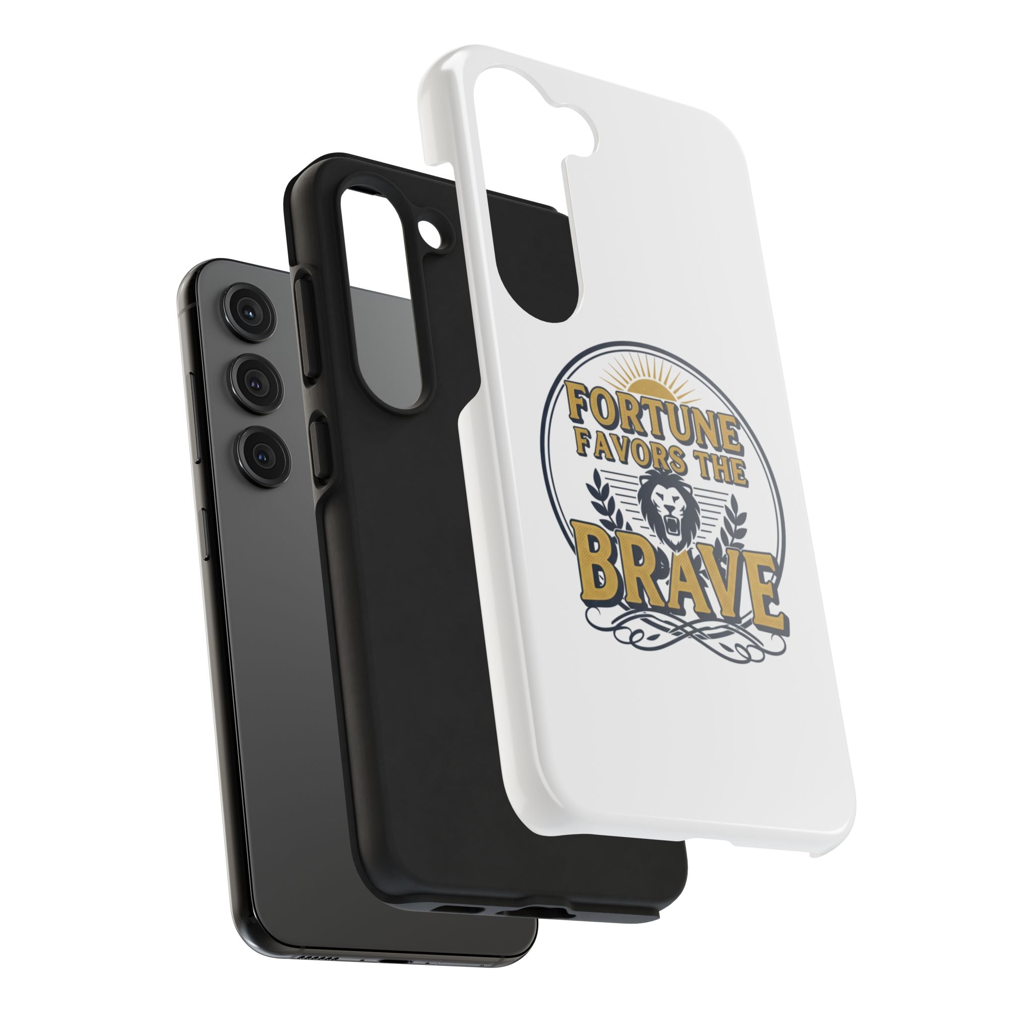 Fortune Favors the Brave Phone Case (Protective Tough Case with Lion Emblem)